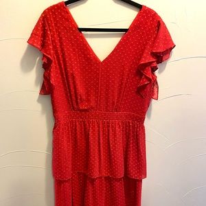 Julia Jordan Red Chiffon Flutter Sleeve Dress